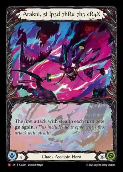 Arakni, 5L!p3d 7hRu 7h3 cR4X AAC001 - Armory Deck - Arakni, 5L!p3d 7hRu 7h3 cR4X - Flesh and blood card