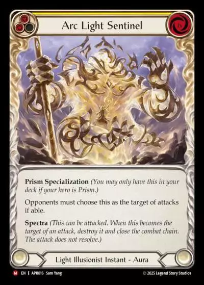 Arc Light Sentinel YELLOW APR016 - Armory Deck Legends - Prism Sculptor of Arc Light - Flesh and blood card
