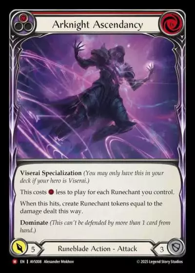 Arknight Ascendancy RED AVS008 - Armory Deck Legends - Viserai, Rune Blood - Flesh and blood card