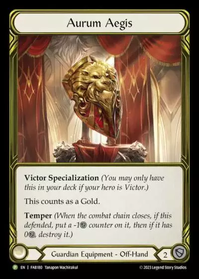Aurum Aegis FAB180-GF - Premier Organized Play - Heavy Hitters - Flesh and blood card