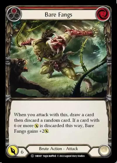 Bare Fangs RED 1HR007 - Rhinar - Blitz Deck - Flesh and blood card