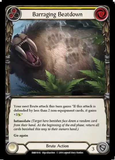 Barraging Beatdown YELLOW RNR018 - Rhinar, Reckless Rampage - Hero Deck - Flesh and blood card