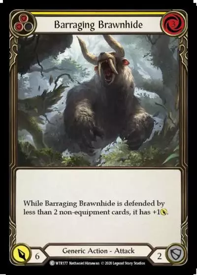 Barraging Brawnhide YELLOW U-WTR177-RF - Welcome to Rathe - Unlimited - Flesh and blood card