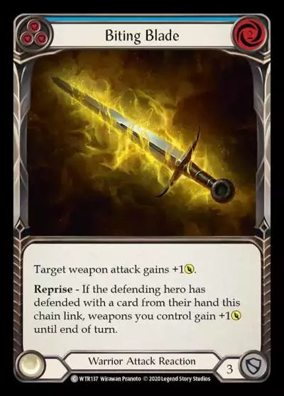 Biting Blade BLUE R-WTR137 - Welcome to Rathe - Unlimited Revised - Flesh and blood card
