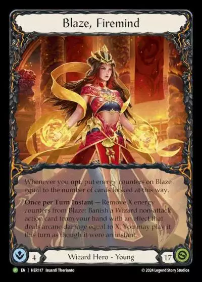 Blaze, Firemind HER117-RF - Marketing - Convention Promo Part the Mistveil - Flesh and blood card