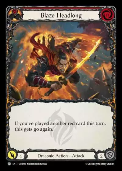 Blaze Headlong RED CIN008 - The Hunted Blitz Deck - Cindra - Flesh and blood card