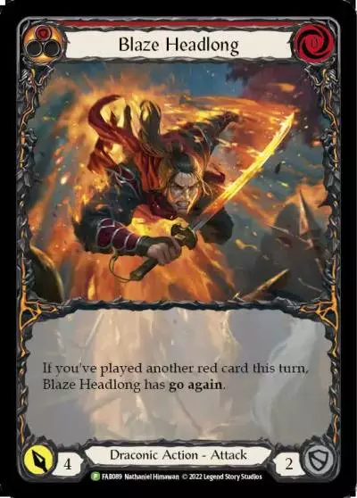Blaze Headlong RED FAB089-RF - Marketing - Alpha Investments Uprising - Flesh and blood card