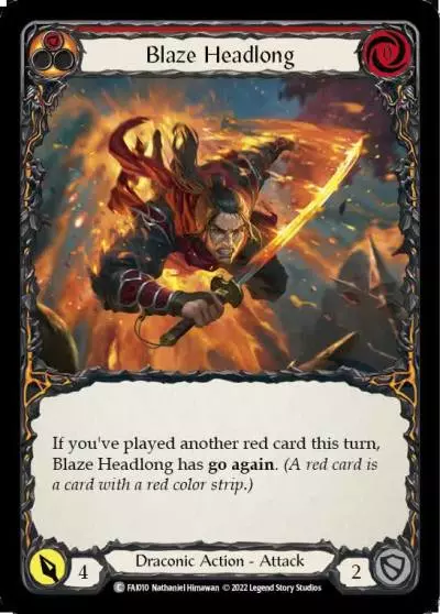 Blaze Headlong RED FAI010 - Fai - Blitz Deck - Flesh and blood card