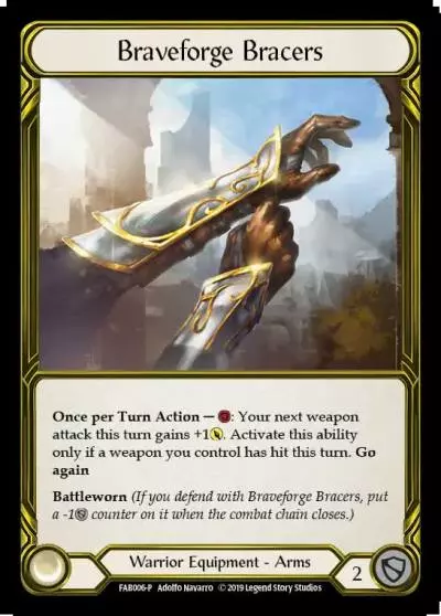 Braveforge Bracers FAB006-GF - Premier Organized Play - Arcane Rising - Flesh and blood card