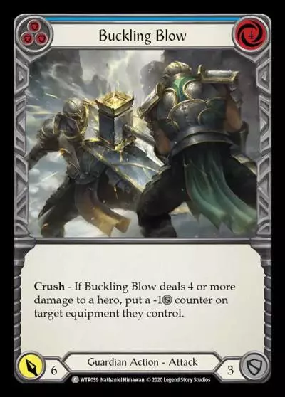 Buckling Blow BLUE R-WTR059-RF - Welcome to Rathe - Unlimited Revised - Flesh and blood card