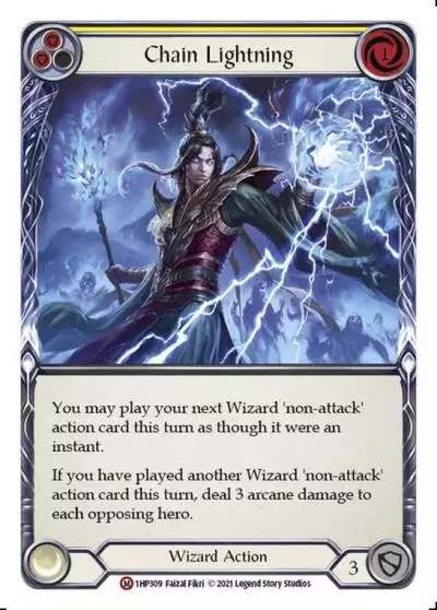 Chain Lightning YELLOW 1HP309 - History Pack 1 - Flesh and blood card