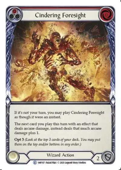 Cindering Foresight RED 1HP317 - History Pack 1 - Flesh and blood card