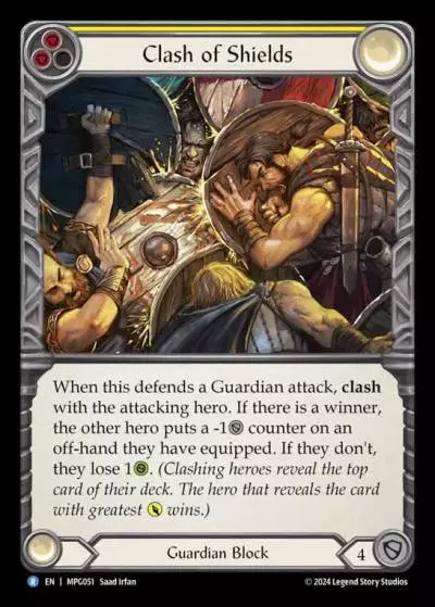 Clash of Shields YELLOW MPG051 - Mastery Pack Guardian - Flesh and blood card