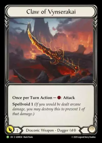 Claw of Vynserakai GEM034-CF - GEM - Pack 2 - Flesh and blood card