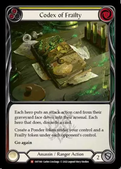 Codex of Frailty YELLOW OUT160 - Outsiders - Flesh and blood card