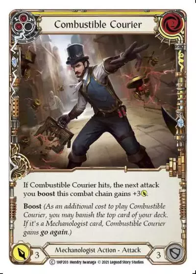 Combustible Courier YELLOW 1HP203 - History Pack 1 - Flesh and blood card