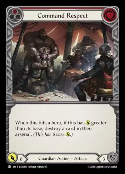 Command Respect RED BET008 - Betsy - Heavy Hitters Blitz Deck - Flesh and blood card