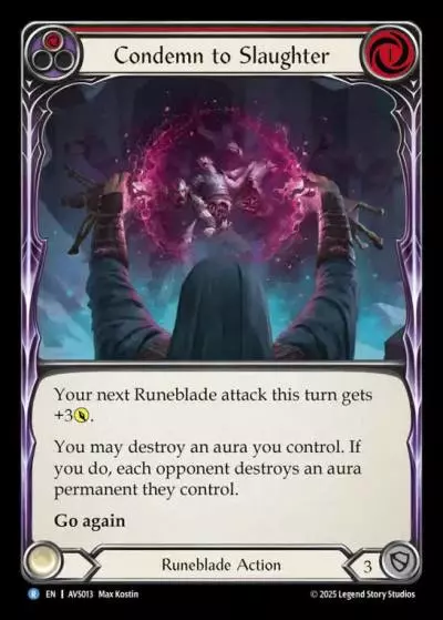 Condemn to Slaughter RED AVS013 - Armory Deck Legends - Viserai, Rune Blood - Flesh and blood card