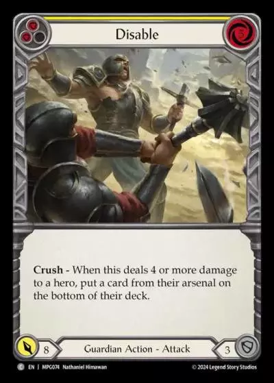 Disable YELLOW MPG074 - Mastery Pack Guardian - Flesh and blood card