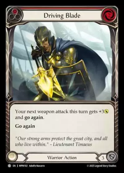 Driving Blade MPW102 - Mastery Pack Warrior - Flesh and blood card