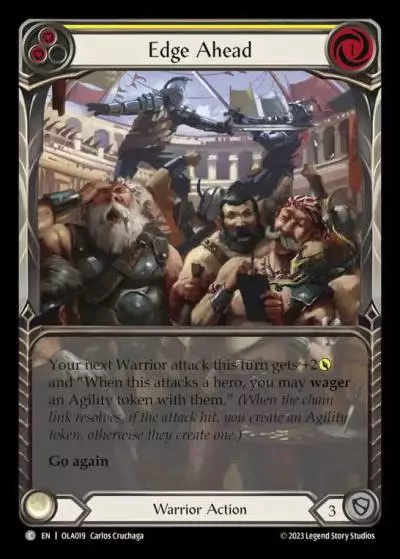 Edge Ahead YELLOW OLA019 - Olympia - Heavy Hitters Blitz Deck - Flesh and blood card