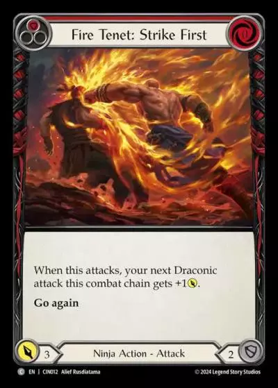 Fire Tenet: Strike First RED CIN012 - The Hunted Blitz Deck - Cindra - Flesh and blood card
