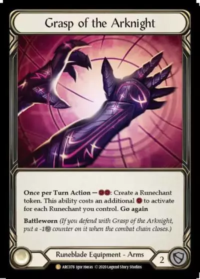 Grasp of the Arknight U-ARC078-RF - Arcane Rising - Unlimited - Flesh and blood card