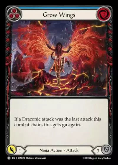 Grow Wings BLUE CIN024 - The Hunted Blitz Deck - Cindra - Flesh and blood card
