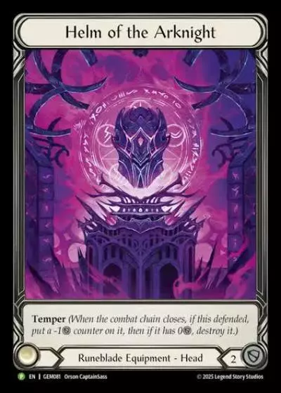 Helm of the Arknight GEM081-RF - GEM - Pack 3 - Flesh and blood card