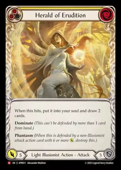 Herald of Erudition YELLOW APR011 - Armory Deck Legends - Prism Sculptor of Arc Light - Flesh and blood card