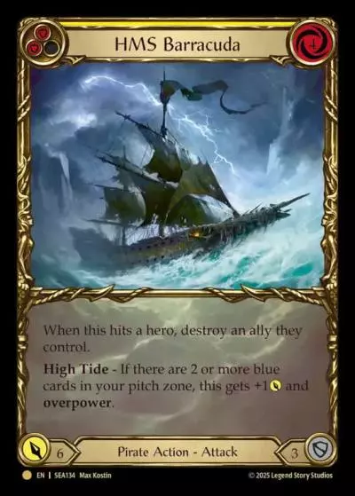 HMS Barracuda YELLOW SEA134-TP - High Seas - Treasure Pack - Flesh and blood card