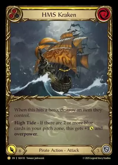 HMS Kraken YELLOW SEA135-TP - High Seas - Treasure Pack - Flesh and blood card