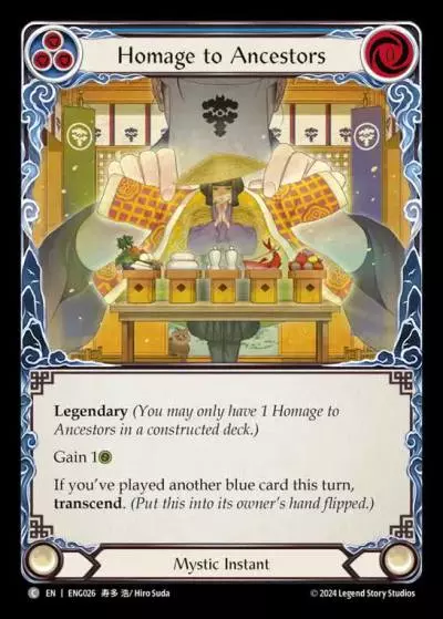 Homage to Ancestors BLUE ENG026 - Enigma - Blitz Deck - Flesh and blood card