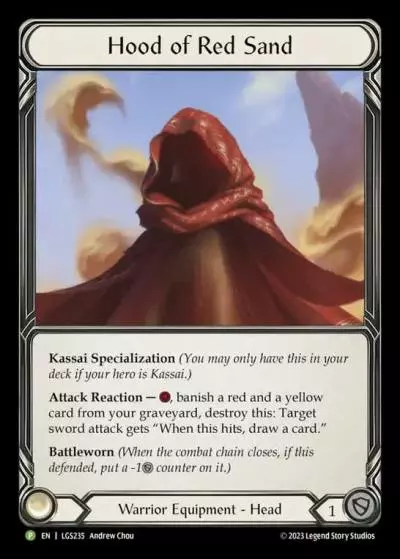 Hood of Red Sand LGS235-RF - Pre-release - Heavy Hitters - Flesh and blood card