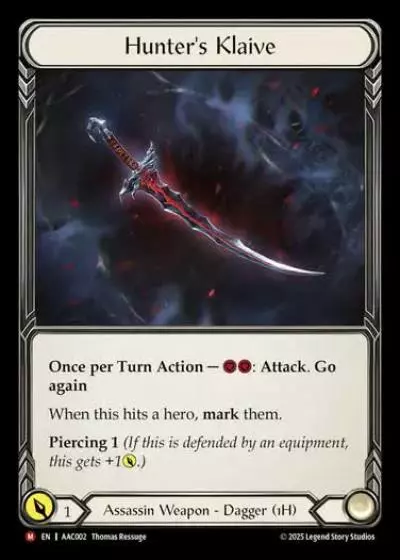 Hunter's Klaive AAC002 - Armory Deck - Arakni, 5L!p3d 7hRu 7h3 cR4X - Flesh and blood card