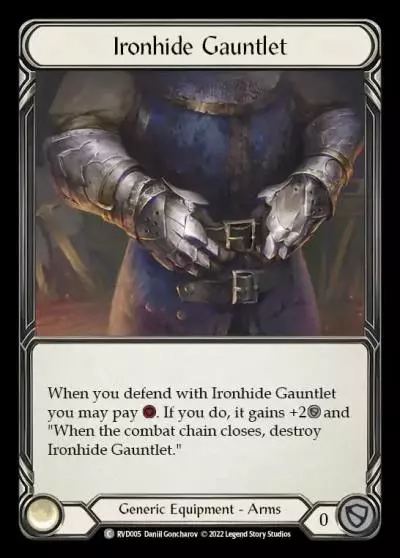 Ironhide Gauntlet RVD005-RF - Classic Battles: Rhinar vs Dorinthea - Flesh and blood card