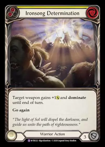 Ironsong Determination YELLOW R-WTR122 - Welcome to Rathe - Unlimited Revised - Flesh and blood card