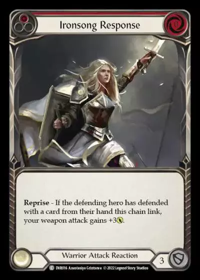 Ironsong Response RED DVR016 - Classic Battles: Rhinar vs Dorinthea - Flesh and blood card