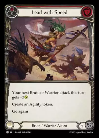 Lead with Speed RED OLA018 - Olympia - Heavy Hitters Blitz Deck - Flesh and blood card