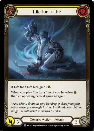 Life for a Life YELLOW U-ARC165-RF - Arcane Rising - Unlimited - Flesh and blood card