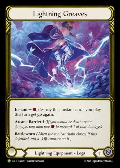 Lightning Greaves FAB251-GF - Premier Organized Play - Rosetta - Flesh and blood card