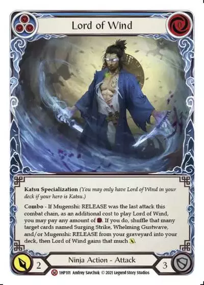 Lord of Wind BLUE 1HP101 - History Pack 1 - Flesh and blood card