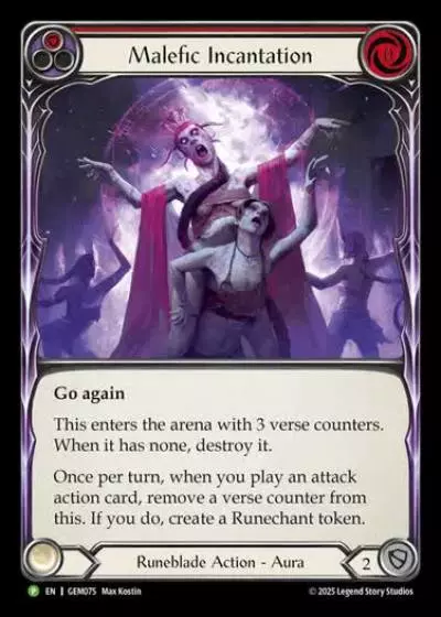 Malefic Incantation GEM075-CF - GEM - Pack 3 - Flesh and blood card
