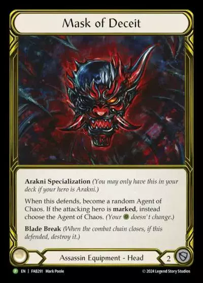 Mask of Deceit FAB291-GF - Premier Organized Play - The Hunted - Flesh and blood card