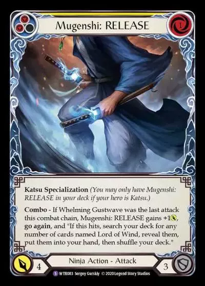 Mugenshi: RELEASE YELLOW R-WTR083 - Welcome to Rathe - Unlimited Revised - Flesh and blood card