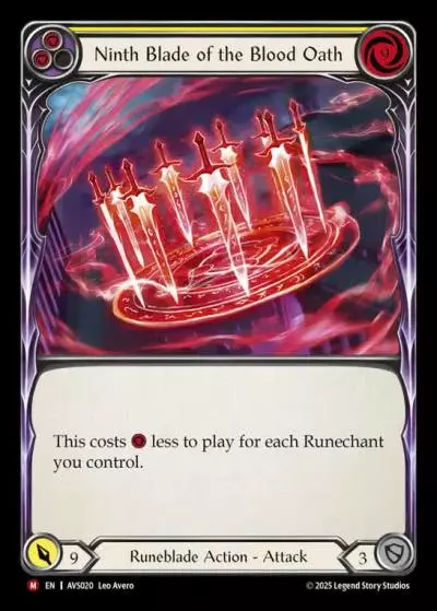 Ninth Blade of the Blood Oath YELLOW AVS020 - Armory Deck Legends - Viserai, Rune Blood - Flesh and blood card