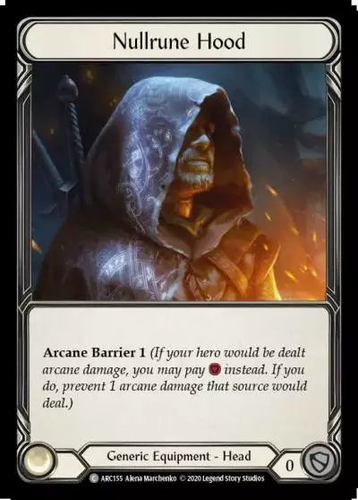 Nullrune Hood U-ARC155-RF - Arcane Rising - Unlimited - Flesh and blood card