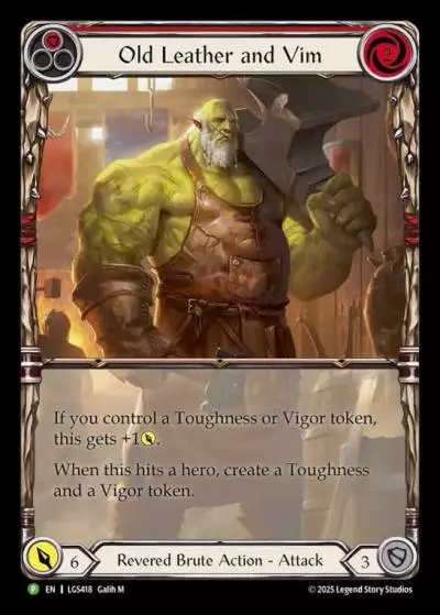 Old Leather and Vim RED LGS418-CF - Pre-release - Super Slam - Flesh and blood card