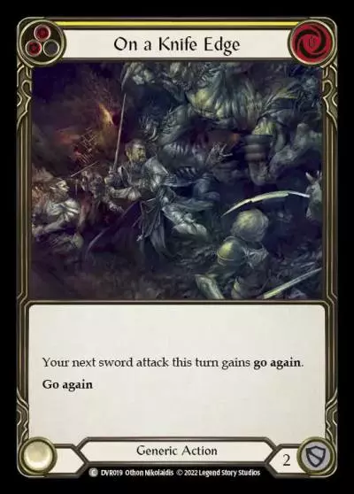 On a Knife Edge YELLOW DVR019 - Classic Battles: Rhinar vs Dorinthea - Flesh and blood card