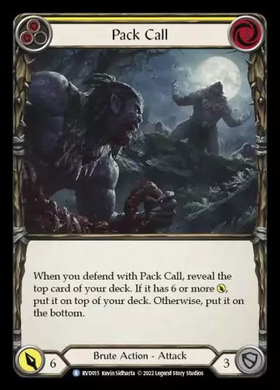 Pack Call YELLOW RVD015 - Classic Battles: Rhinar vs Dorinthea - Flesh and blood card